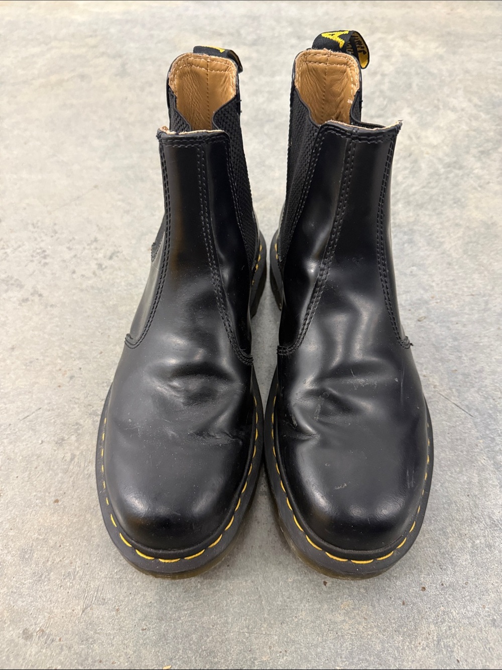 Dr. Martens Black Leather Chukka Boots with Yellow Stitching